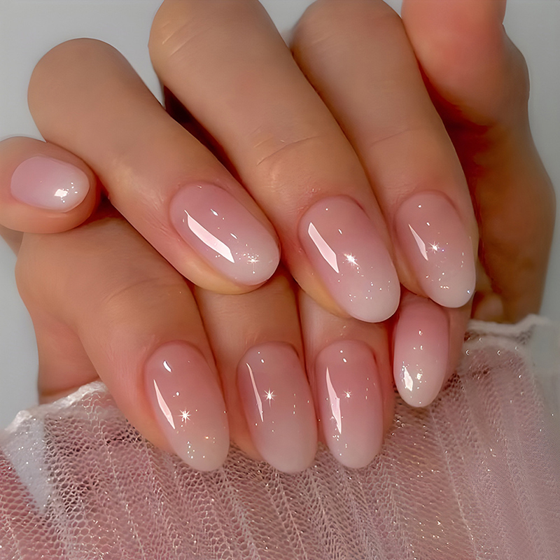 Nail Art Ombre Pink - 24 قطعة من الأظافر الاصطناعية القصيرة