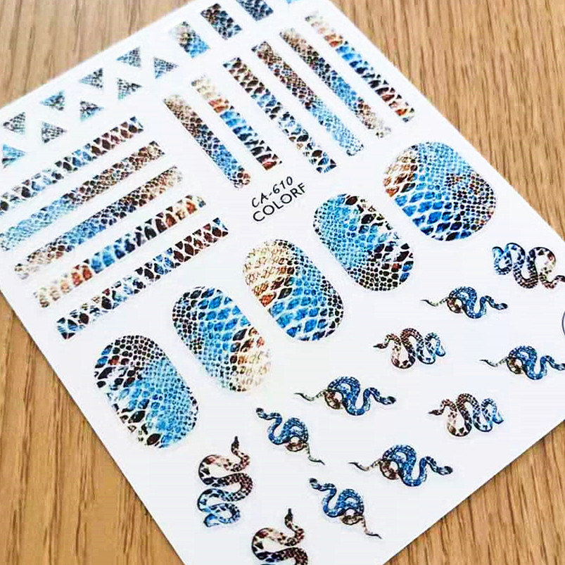 Nail Art Zebra Design - 1 قطعة تصميم جلد الأفعى زيبرا