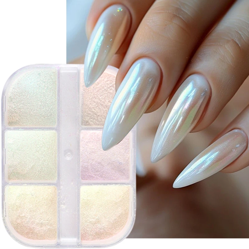 Nail Glitter Chrome - 6 شبكات أورورا مرآة الأظافر مسحوق