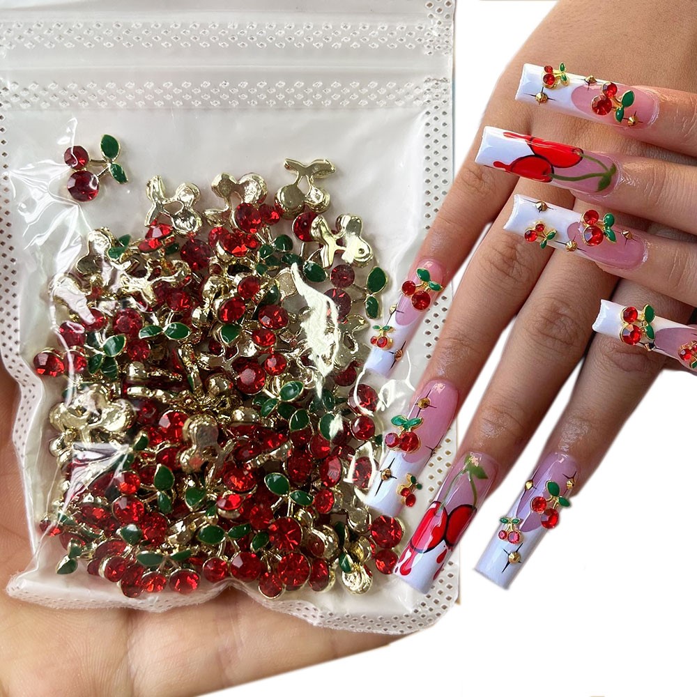 40 قطعة من أحجار الزينة ثلاثية - مراجعة Nail Art Red Cherry وسعره