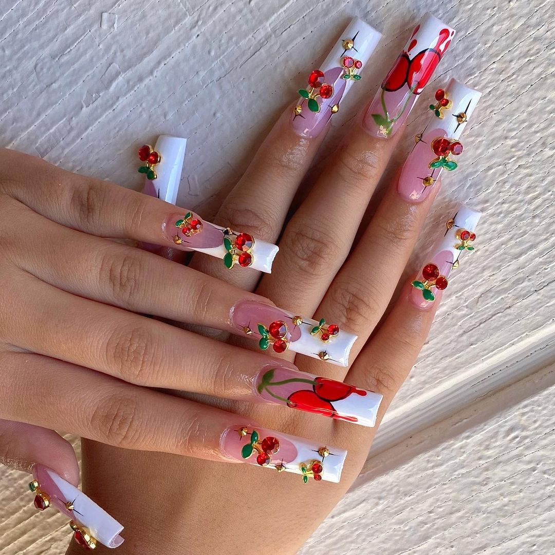 دلايات أظافر كرز زيركون معدني  - مراجعة Nail Art Red Cherry وسعره