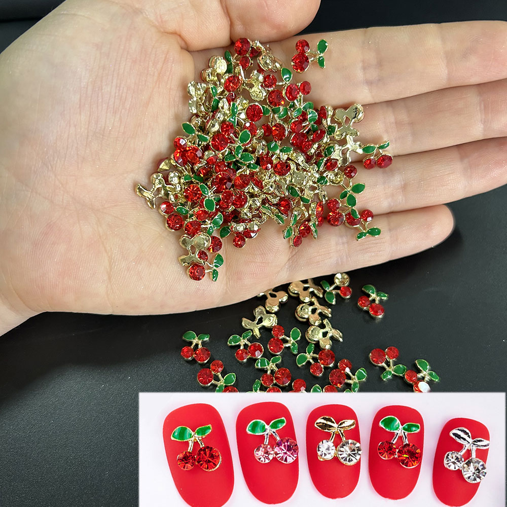 دلايات أظافر كرز زيركون معدني  - مراجعة Nail Art Red Cherry وسعره