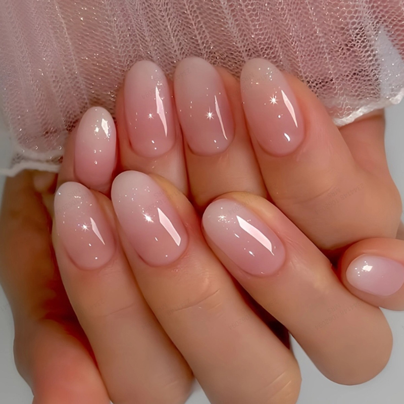 24 قطعة البيضاوي قصير الوردي ا - مراجعة Nail Art Ombre Pink وسعره