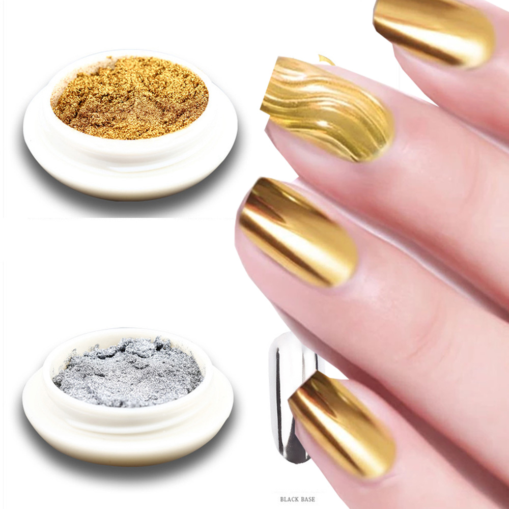 عبوتان من مسحوق المرآة الذهبي  - مراجعة Nail Glitter Chrome وسعره