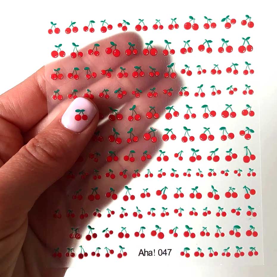 1 ورقة ثلاثية الأبعاد فاكهة ال - مراجعة Nail Art Red Cherry وسعره